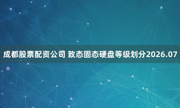 成都股票配资公司 致态固态硬盘等级划分2026.07